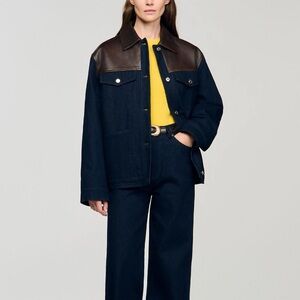 Sandro Denim and Leather Jacket
